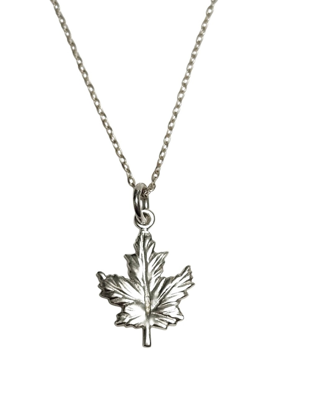 Sterling Silver Maple Leaf Pendant Necklace - Picture 4 of 8